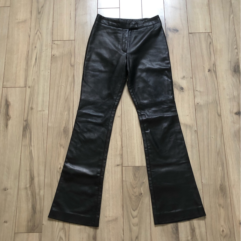 Women’s Vintage Danier Dark brown leather boot cut trouser pants size 2